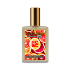 Perfume bottle labeled 'Citrus Bomb' with a gold cap on a white background