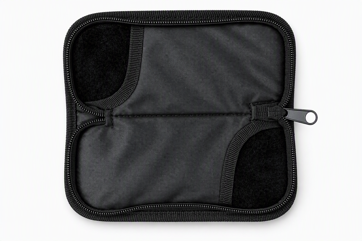 Black Two Pocket Zip Pouch for Knife