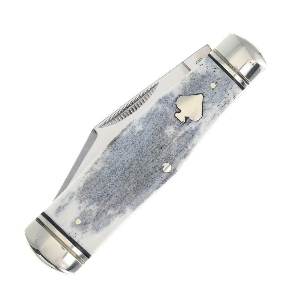 Black Appaloosa Coke Bottle Bone Folding Knife (Rough Ryder)